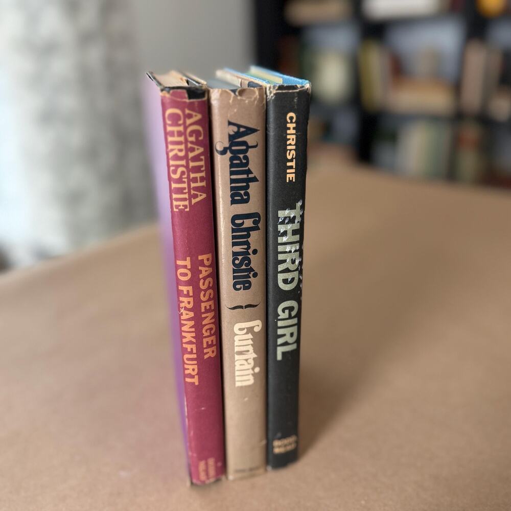 Agatha Christie Hardcover Book Lot: Third Girl, Curtain & Passenger to Frankfurt